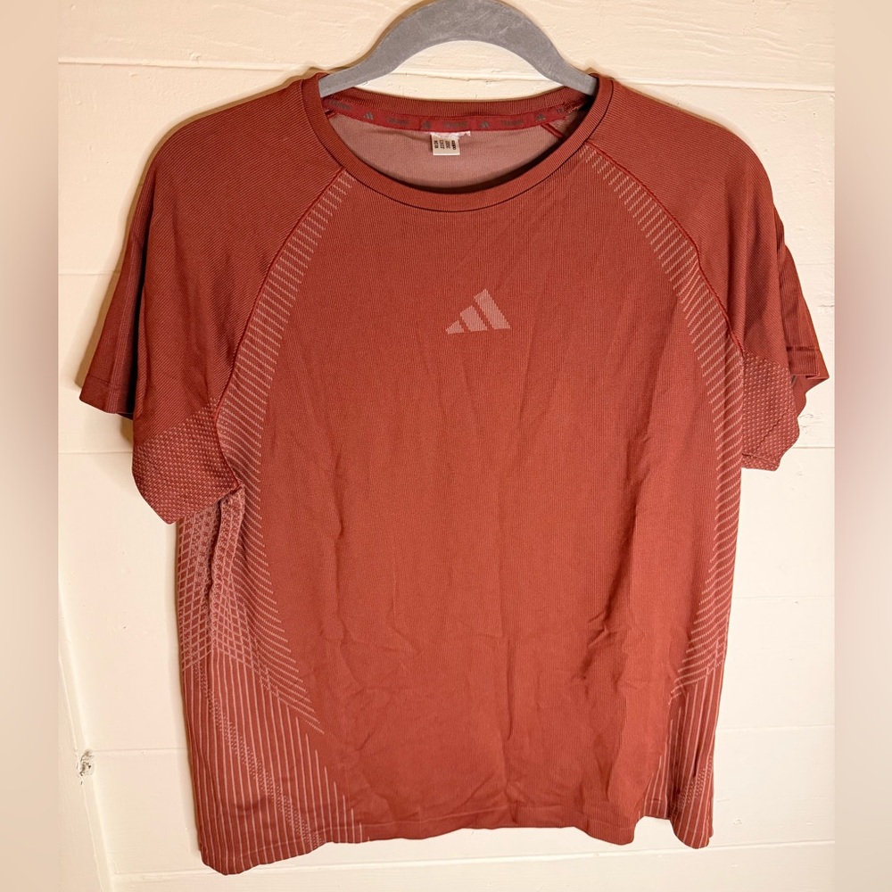 Adidas Training Women's Seamless Burgundy Short Sleeve Tee